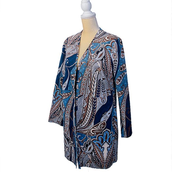 Chico's Long Sleeve Leather Suede Topper Coat Wrap - Picture 2 of 5